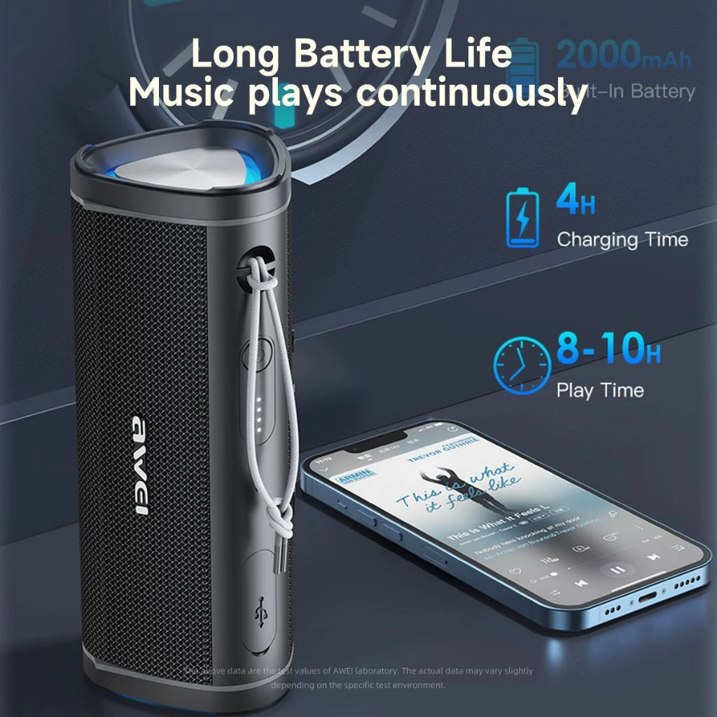 Awei Y331 Portable Bluetooth 5.0 Speaker ( six Month Warrenty )