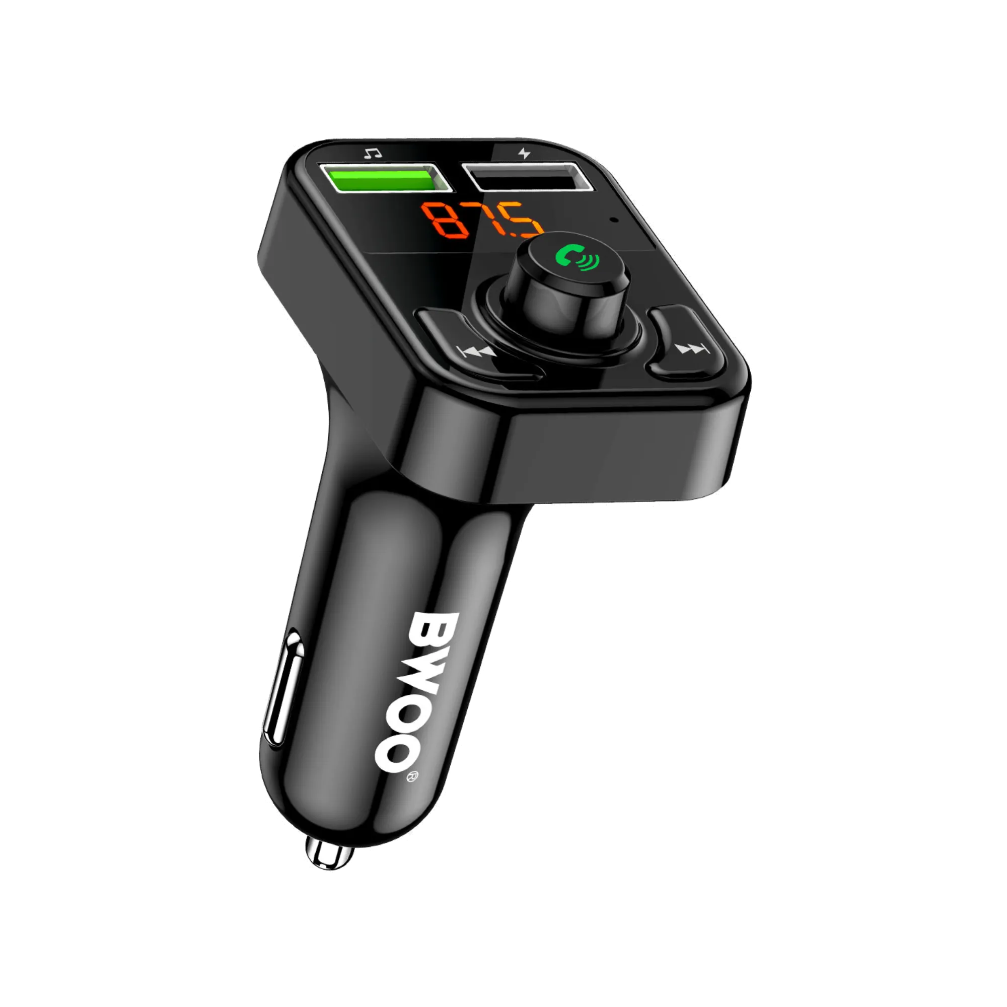 BWOO BO-CC102 BT V5.3 USB-A Car Charger dual ports FM Transmitter 3.1A output